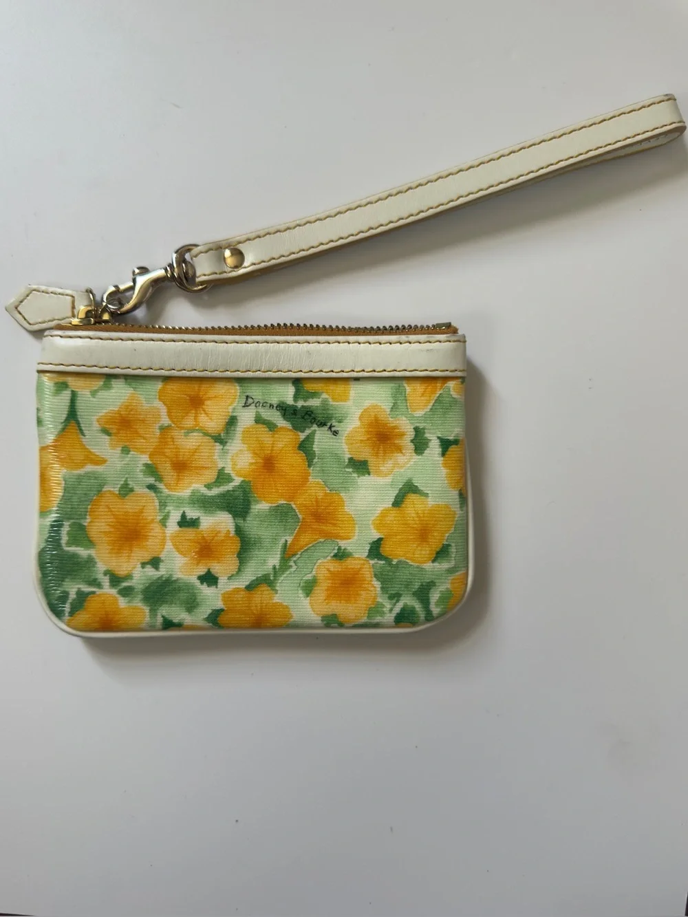 Dooney & Bourke Yellow Petunia Floral Wristlet Wallet Pouchette